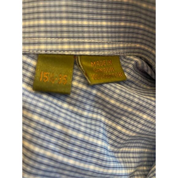 Phineas Cole men’s blue and white plaid striped button up shirt size 15 1/2 - Picture 4 of 4